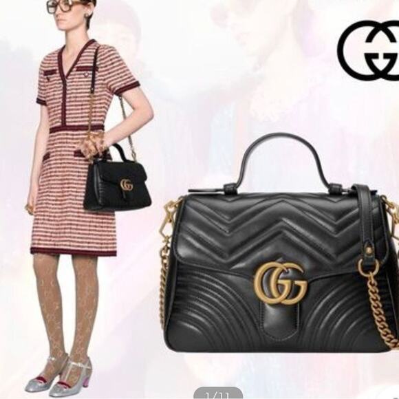GUCCI GG MARMONT MATELASSE MINI TOP‎ HANDLE BAG - Picture 1 of 14